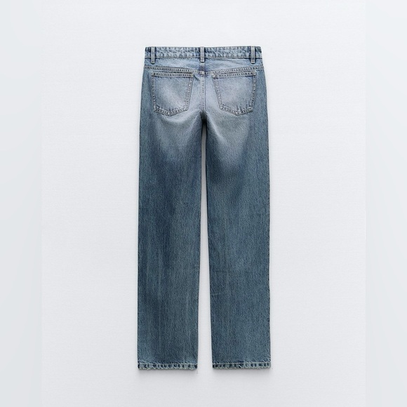 Zara TRF Lowrise Straight Cut Jeans Blue 28 - Picture 2 of 4